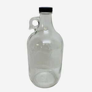Delafield Brewhaus WI 64oz Glass Beer Growler Jug Half Gallon Black Twist Lid